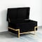 Fabulaxe Velvet Storage Ottoman Stool Box with Abstract Golden Legs - Decorative Sitting Bench, Black Large QI003939.BK.L - alternate 8
